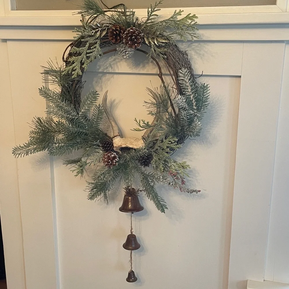 Authentic Antler Christmas Wreath Handmade 16” round